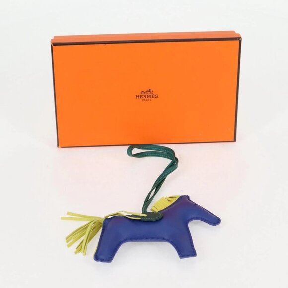 HERMES Rodeo Charm MM Leather Blue Auth - Picture 1 of 14